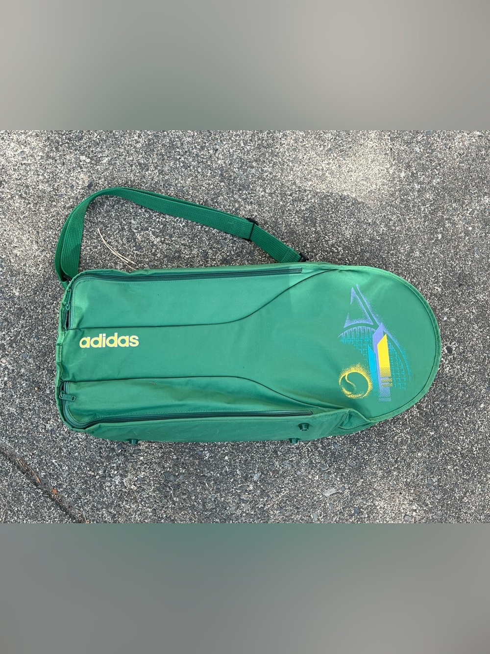 Vintage Adidas Green Racquet Duffle Bag